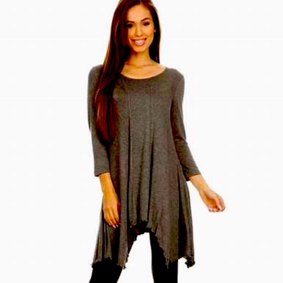 🆕YELETE: Asymmetrical Tunic- Charcoal Gray Size L - Picture 1 of 7